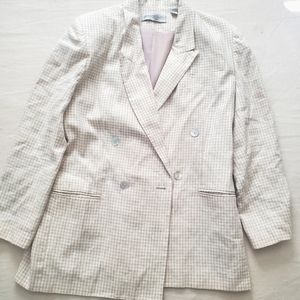 Vintage 100% linen gingham blazer women's 14